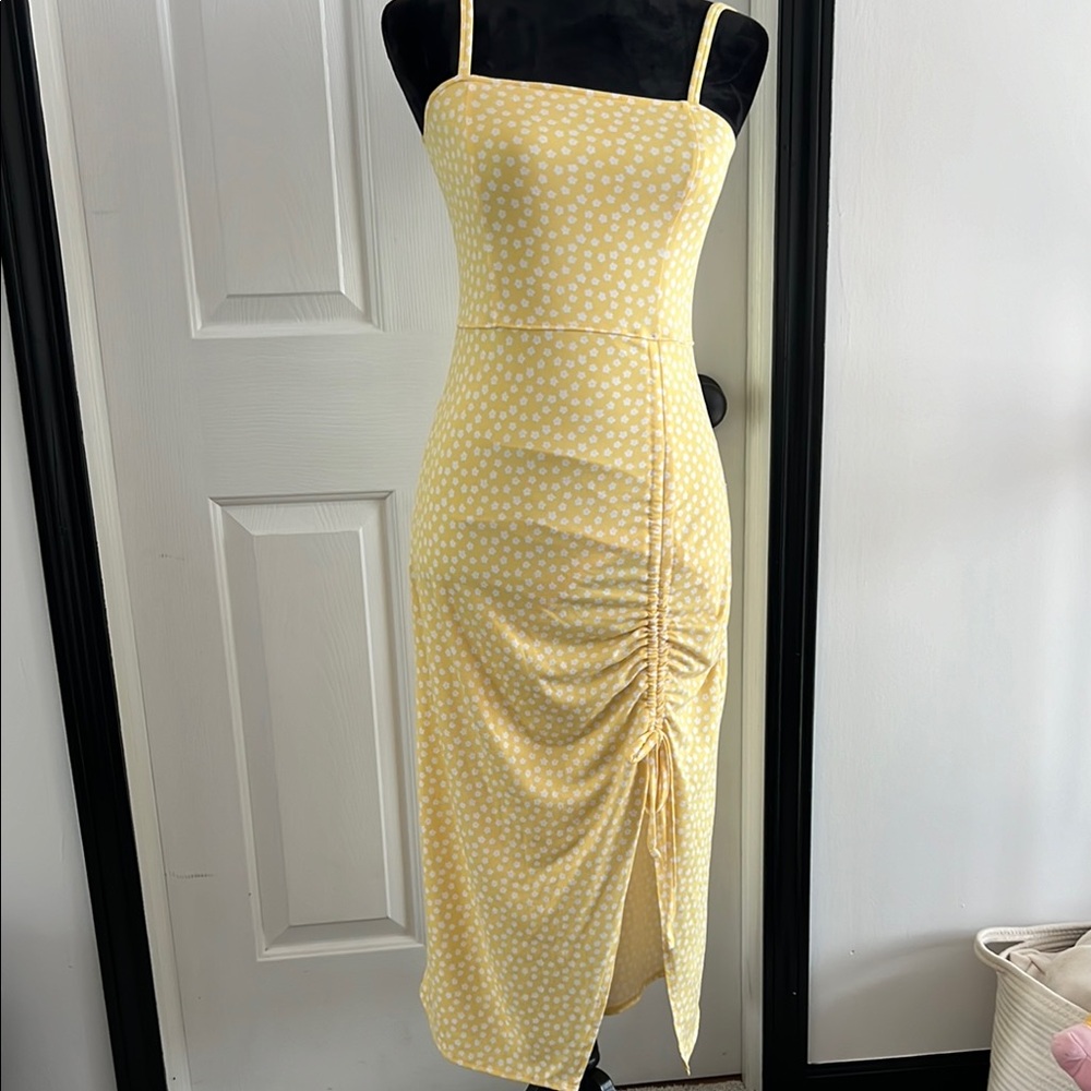 Hollister Yellow Polka Dot Midi Dress